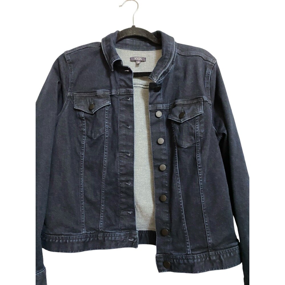 NYDJ Dark Wash Stretch Denim Jean Jacket Medium Cotton Blend